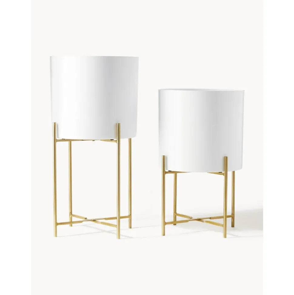 Set 2 Portavasi Alti In Metallo Mina