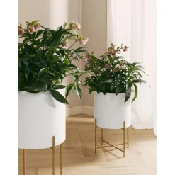 Set 2 Portavasi Alti In Metallo Mina