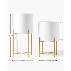 Set 2 Portavasi Alti In Metallo Mina