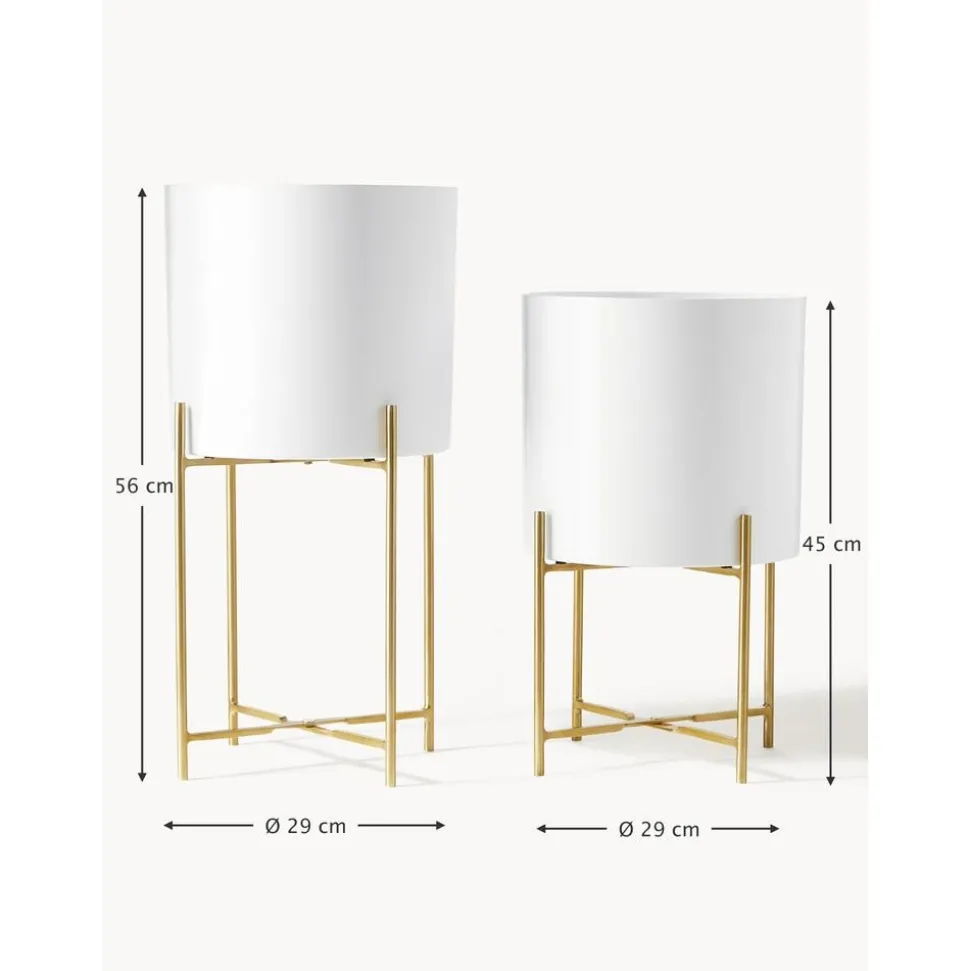 Set 2 Portavasi Alti In Metallo Mina