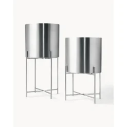 Set 2 Portavasi Alti In Metallo Mina