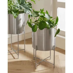 Set 2 Portavasi Alti In Metallo Mina