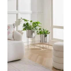 Set 2 Portavasi Alti In Metallo Mina