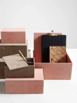 Set 3 Scatole Portaoggetti In Pelle Di Capra Mario