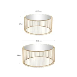 Set 2 Tavolini Da Salotto Con Piano In Vetro Wire