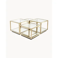 Set 4 Tavolini Da Salotto Con Lati In Vetro Luigi