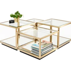 Set 4 Tavolini Da Salotto Con Lati In Vetro Luigi