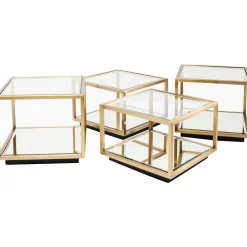 Set 4 Tavolini Da Salotto Con Lati In Vetro Luigi