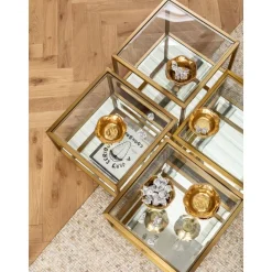 Set 4 Tavolini Da Salotto Con Lati In Vetro Luigi