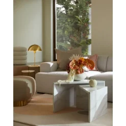 Set 2 Tavolini Da Salotto Effetto Marmo Vilma