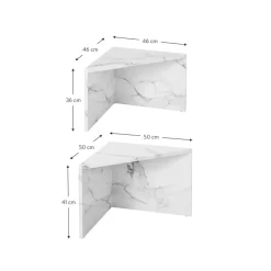 Set 2 Tavolini Da Salotto Effetto Marmo Vilma