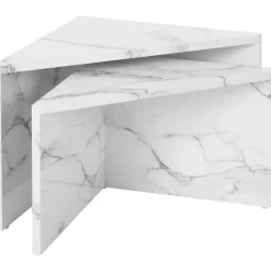 Set 2 Tavolini Da Salotto Effetto Marmo Vilma