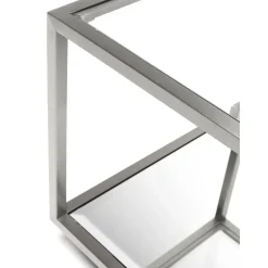 Set 4 Tavolini Da Salotto Con Piano In Vetro A Specchio Luigi