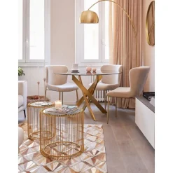 Set 2 Tavolini Da Salotto Con Piano In Vetro Wire