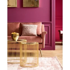 Set 2 Tavolini Da Salotto Con Piano In Vetro Wire