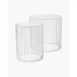 Set 2 Tavolini Da Salotto Con Piano In Vetro Wire