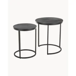 Set 2 Tavolini In Legno Di Mango Nero Andrew