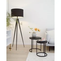 Set 2 Tavolini In Legno Di Mango Nero Andrew