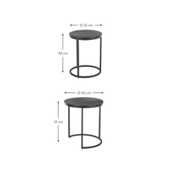 Set 2 Tavolini In Legno Di Mango Nero Andrew