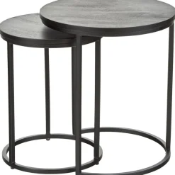 Set 2 Tavolini In Legno Di Mango Nero Andrew