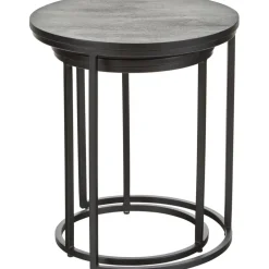 Set 2 Tavolini In Legno Di Mango Nero Andrew