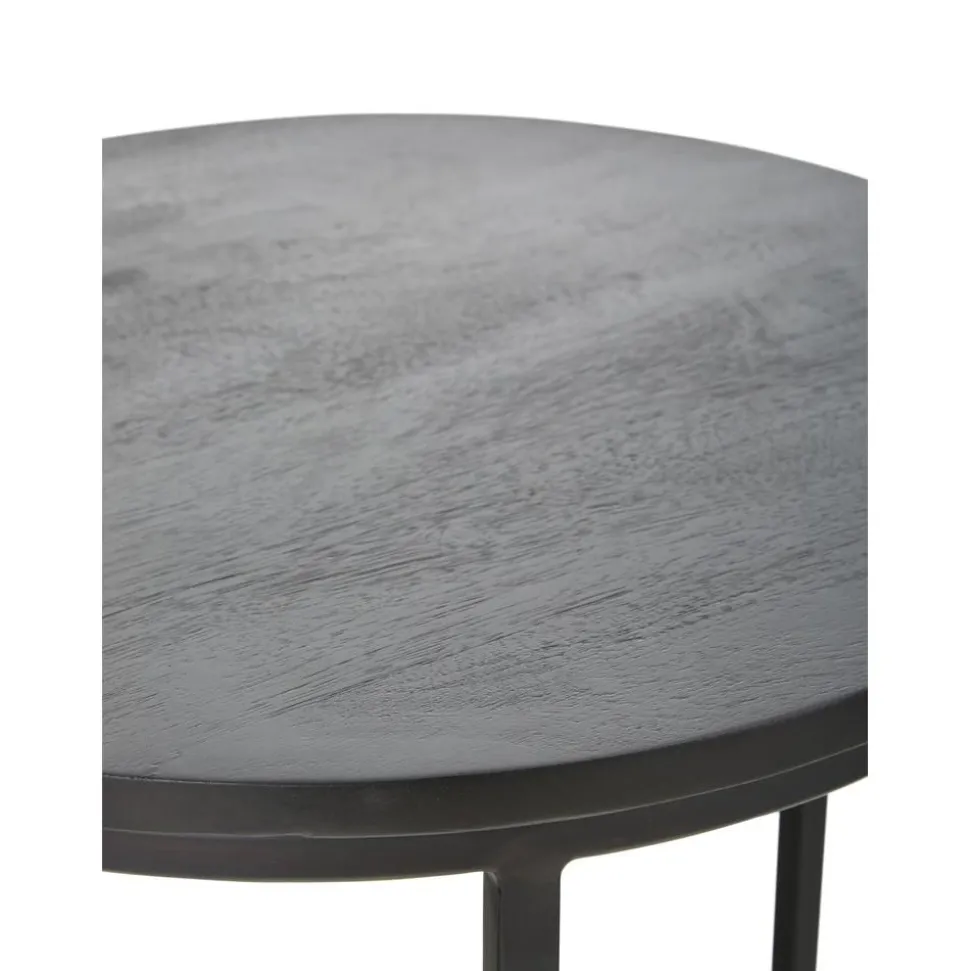 Set 2 Tavolini In Legno Di Mango Nero Andrew