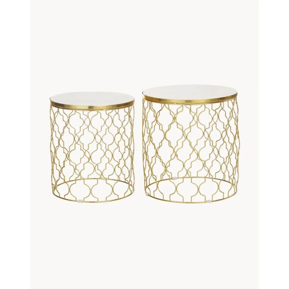 Set 2 Tavolini In Marmo Blake