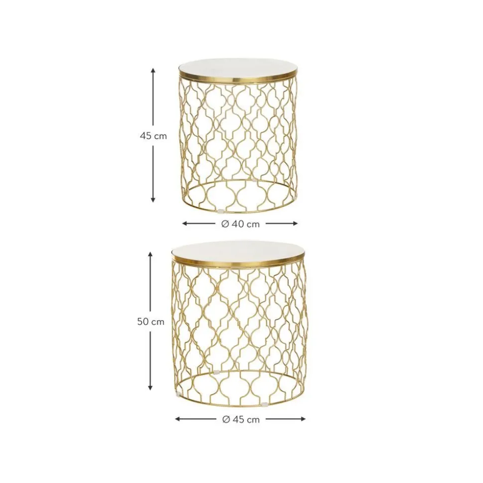 Set 2 Tavolini In Marmo Blake