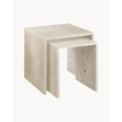 Set 2 Tavolini In Travertino Varu