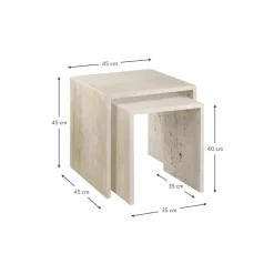 Set 2 Tavolini In Travertino Varu