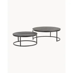 Set 2 Tavolini Rotondi Da Salotto In Legno Di Mango Andrew