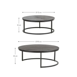 Set 2 Tavolini Rotondi Da Salotto In Legno Di Mango Andrew