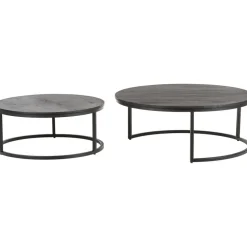 Set 2 Tavolini Rotondi Da Salotto In Legno Di Mango Andrew