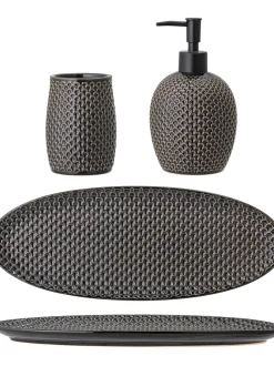 Set Dispenser Sapone In Gres Fatto A Mano Gustav 3 Pz