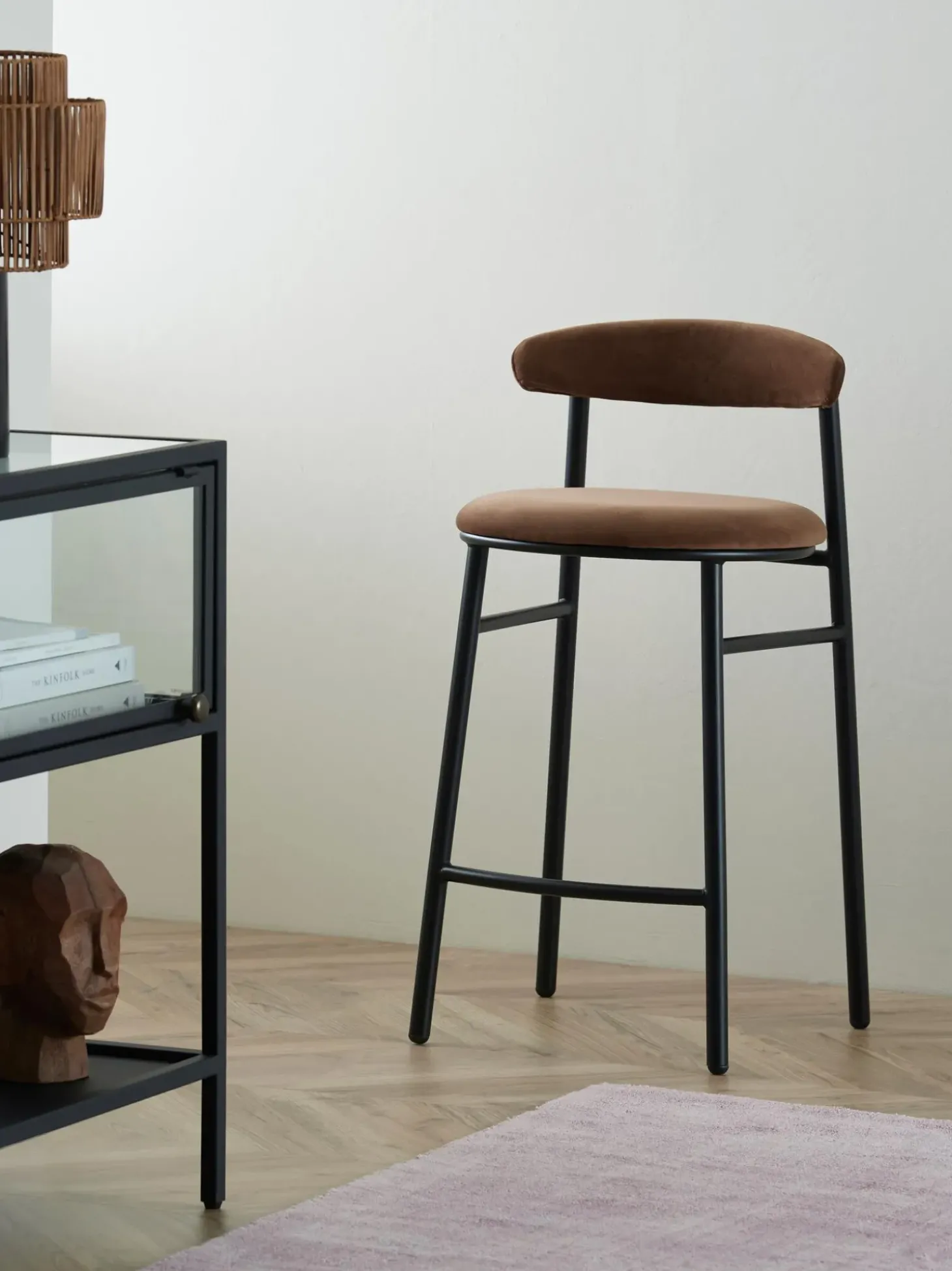 Sgabello Alto In Velluto Doggi