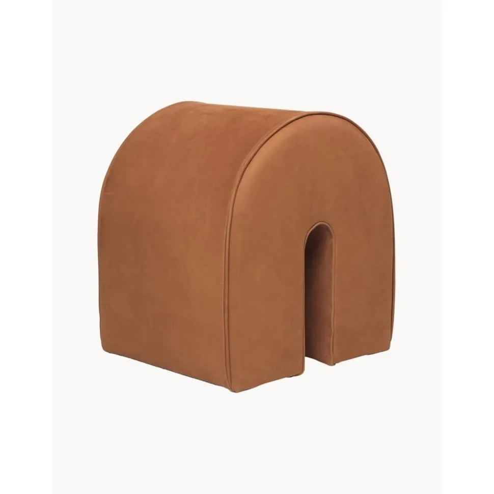 Sgabello Imbottito In Pelle Nabuk Curved