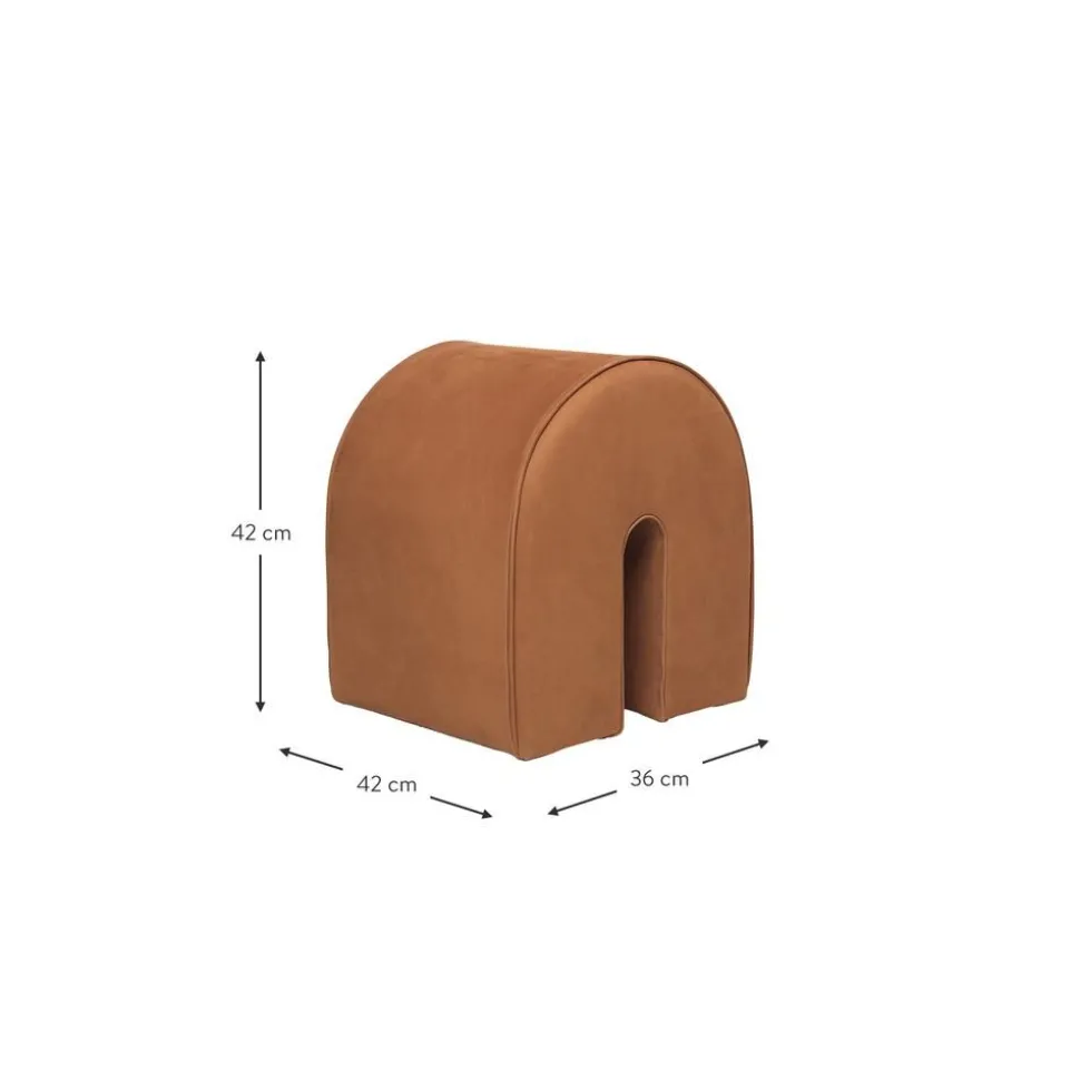 Sgabello Imbottito In Pelle Nabuk Curved