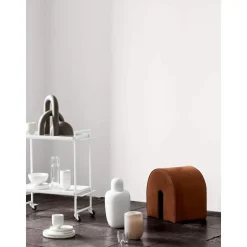 Sgabello Imbottito In Pelle Nabuk Curved