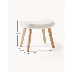 Sgabello Imbottito In Teddy Con Gambe In Legno Wing