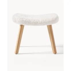 Sgabello Imbottito In Teddy Con Gambe In Legno Wing