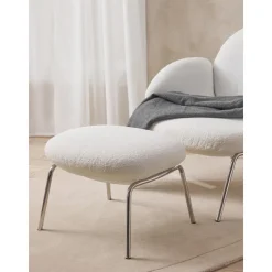 Sgabello In Boucle Con Piedini In Metallo Luan