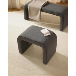 Sgabello In Tessuto Boucle Grigio Penelope