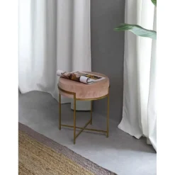 Sgabello In Velluto Con Struttura In Metallo Madeleine