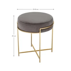 Sgabello In Velluto Con Struttura In Metallo Madeleine