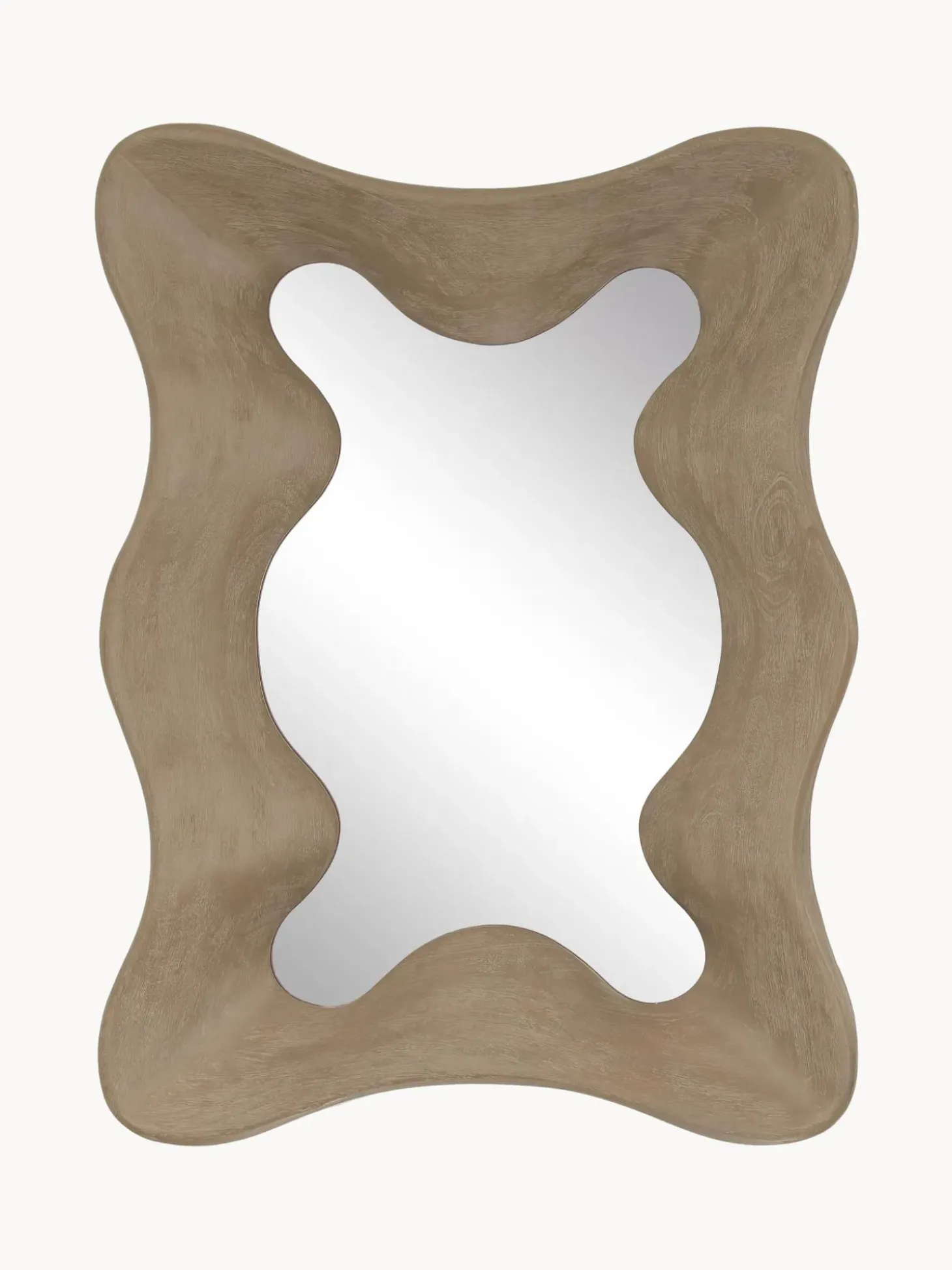 Specchio Da Parete Con Cornice Ondulata In Legno Di Mango Riva