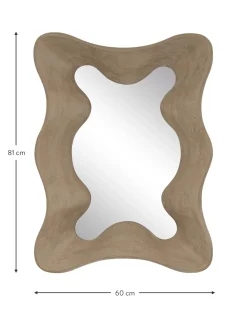 Specchio Da Parete Con Cornice Ondulata In Legno Di Mango Riva