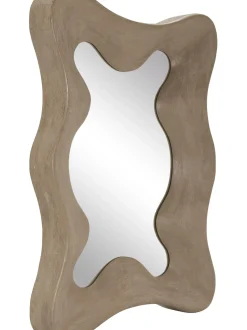Specchio Da Parete Con Cornice Ondulata In Legno Di Mango Riva