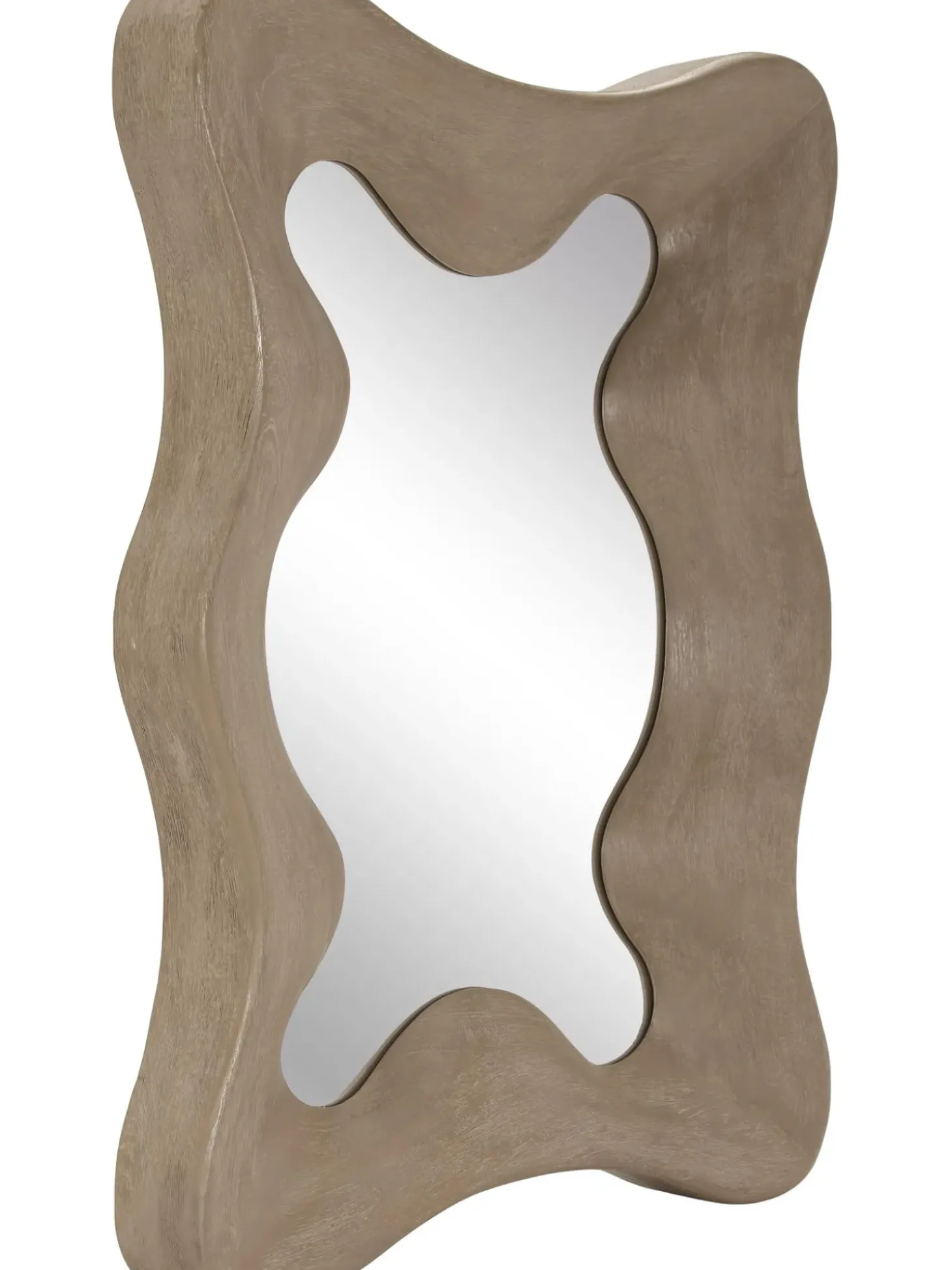 Specchio Da Parete Con Cornice Ondulata In Legno Di Mango Riva