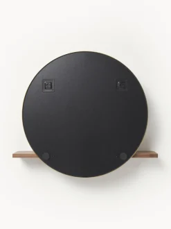 Specchio Da Parete Rotondo Con Mensola In Legno Aaron