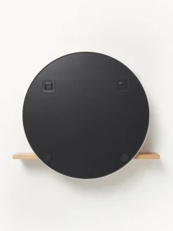 Specchio Da Parete Rotondo Con Mensola In Legno Aaron